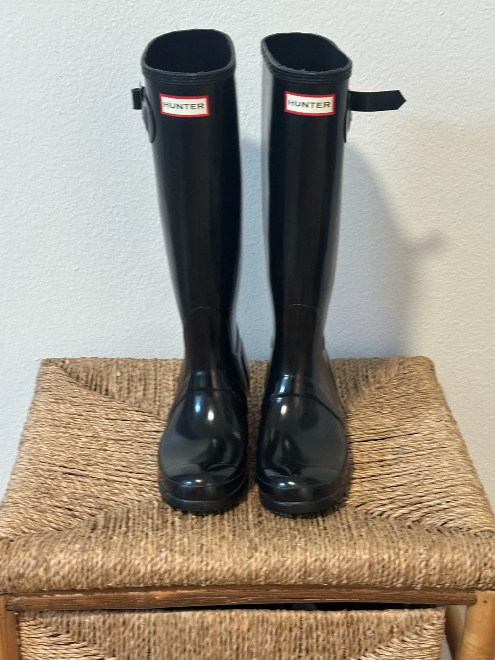 Hunter Gloss Black Mid-Calf Waterproof Boots